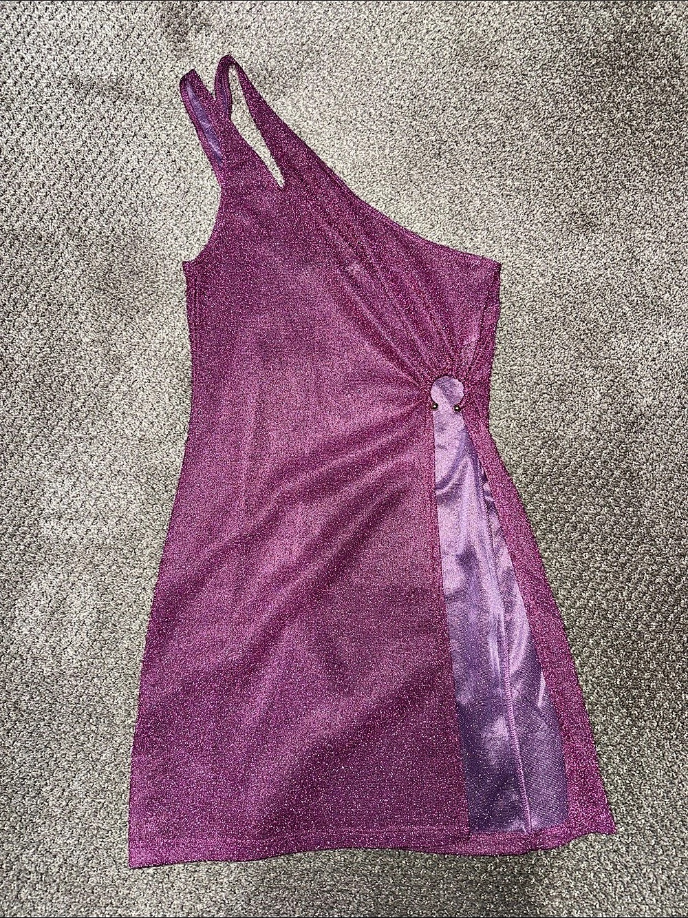 ASOS DESIGN Pink Purple Metallic Mini Dress Size Medium Like New